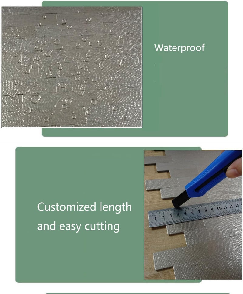 weimeisc 10-Sheet Peel & Stick Waterproof Backsplash, Mosaic Wall Stickers, Non-Slip Heat-Resistant DIY Stickers, Easy to Cut, Used for Shower/Bathroom/Kitchen Cabinets (Light Gold-2) - Image 5